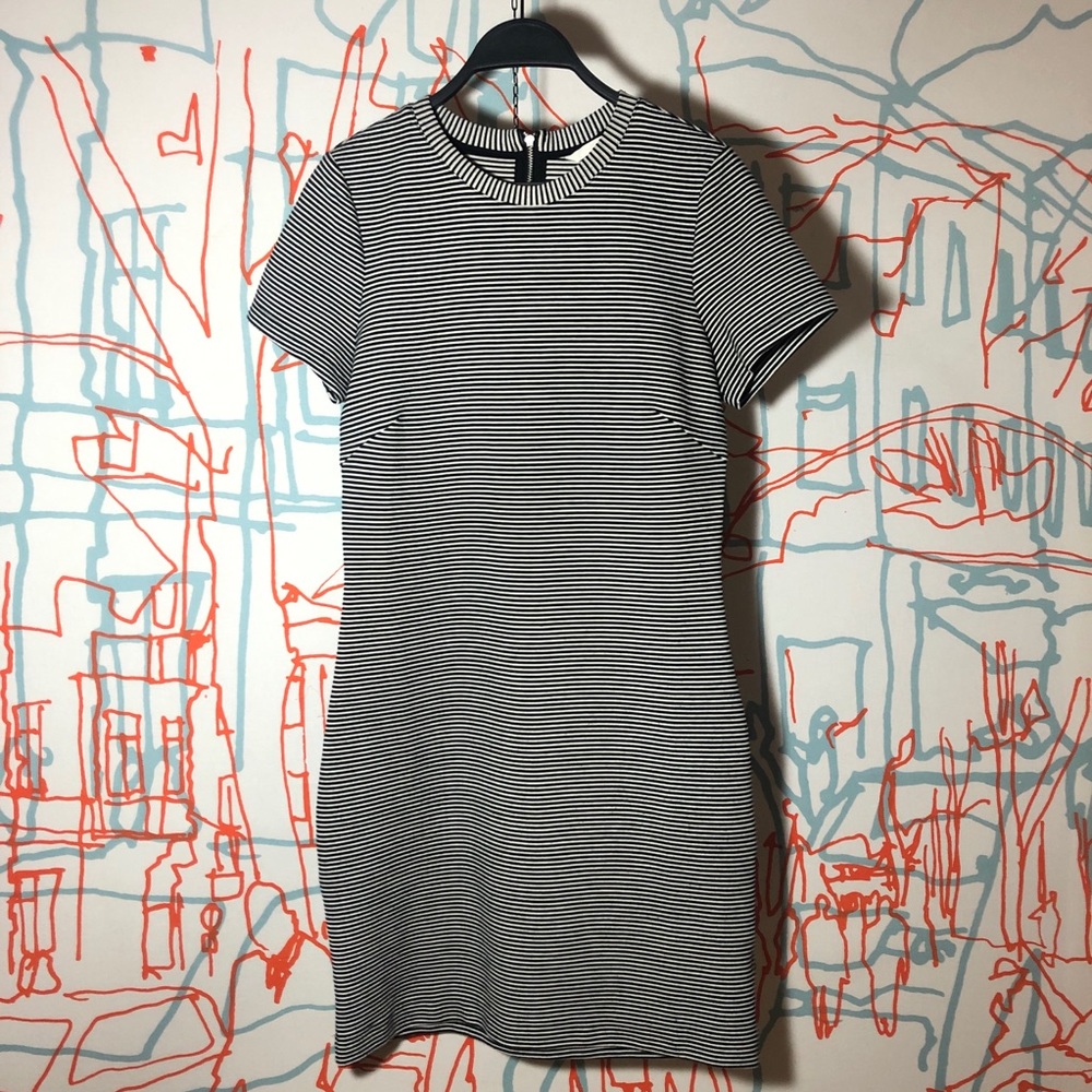 H&M black and white stripe bodycon dress